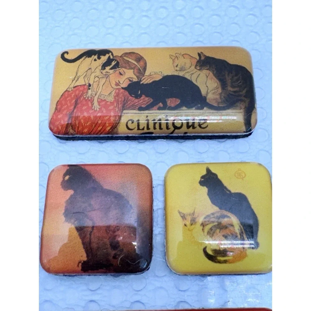 Steinlen Black Cat Refrigerator Magnets Fridge (6) Felines Black & Orange Kitty